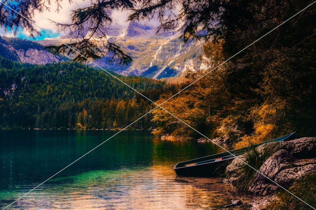 autumn beautiful boat canoe