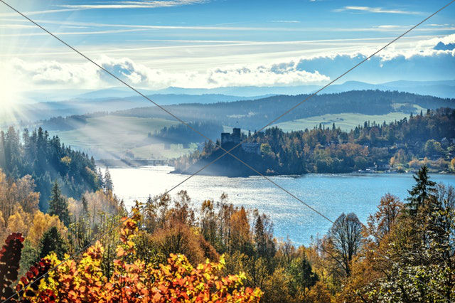 autumn blue sky bright clouds