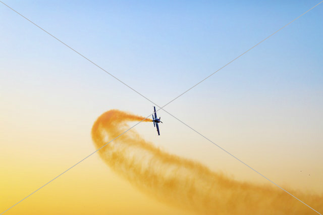 black airplane in the sky