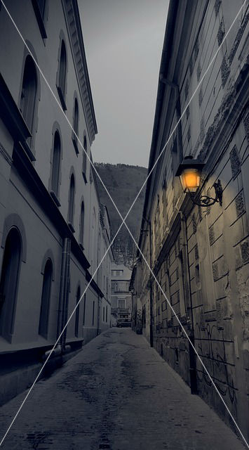 lantern city narrow street night